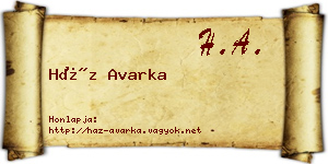 Ház Avarka névjegykártya